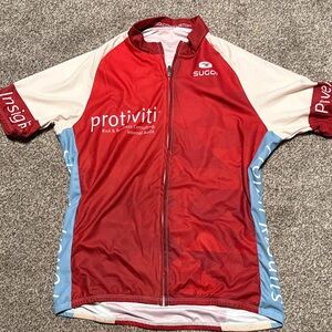 Sugoi Red and Light Blue Cycling Jersey